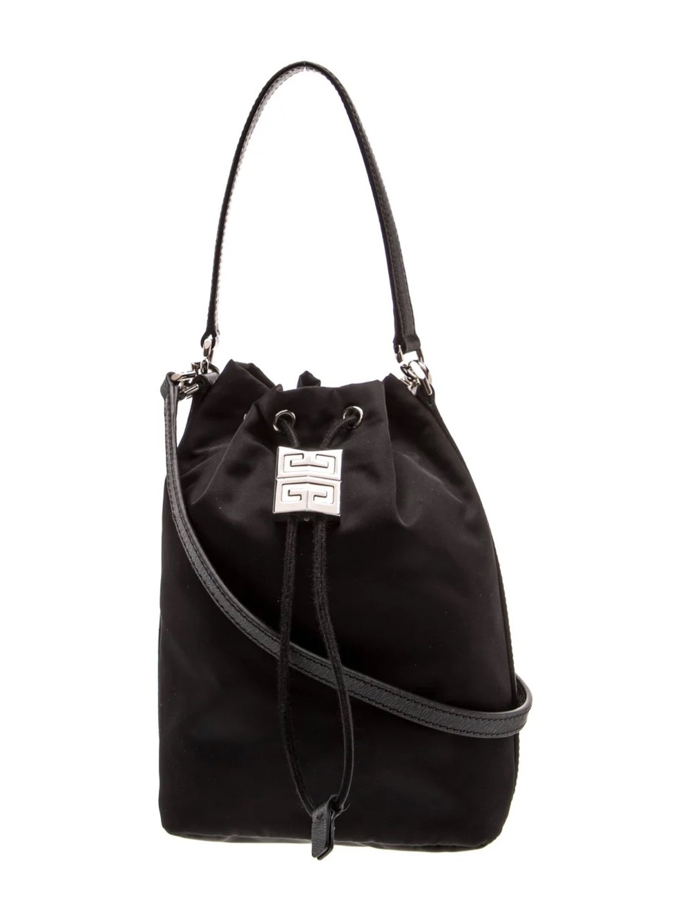 Givenchy Black Drawstring Hobo with Silver Emblem